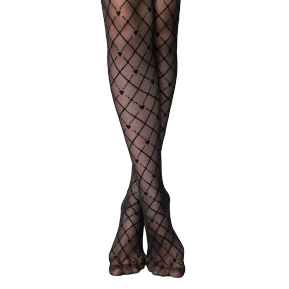 Conte Bella 20 Den - Fantasy Women's Tights with Geometric Pattern & Hearts - Picture 2 of 5